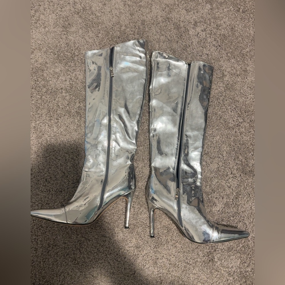 Silver Knee-High Boots size 9